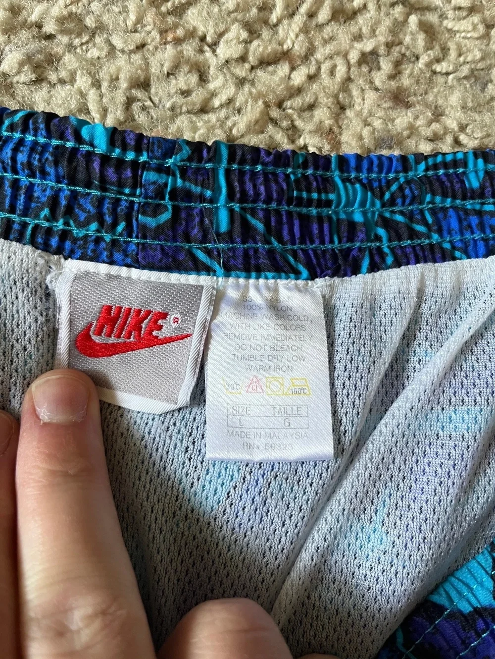 Nike Vintage Y2K AOP Blue Swim Trunks